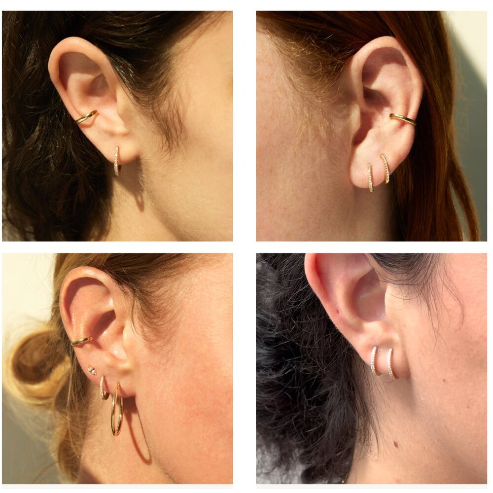 Catbird Fairy Light 14k Gold Diamond Hoops (Pair)